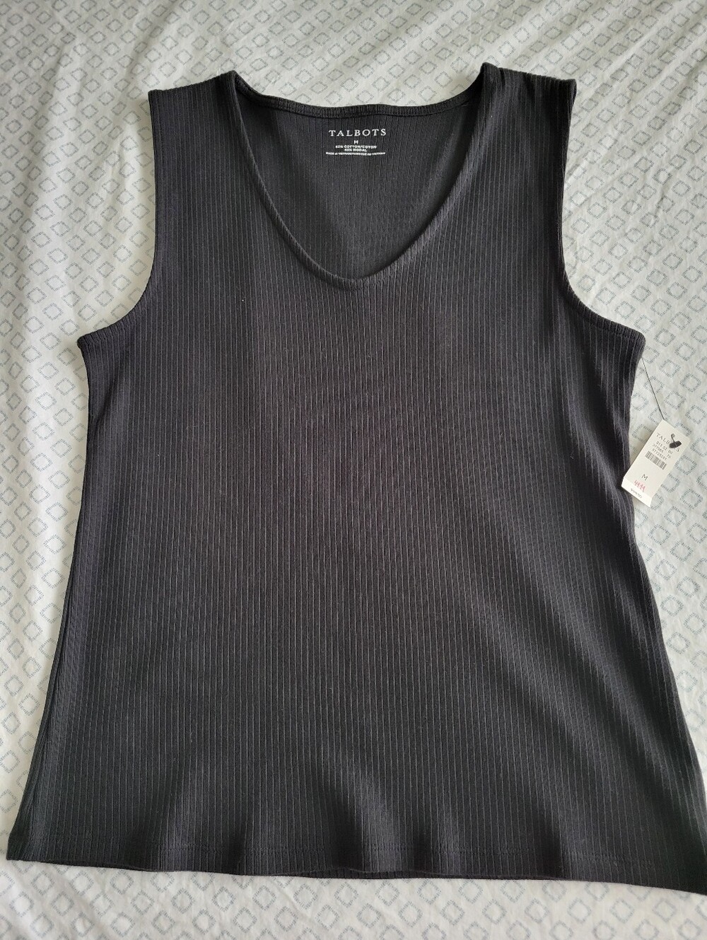 Talbots Black Sleeveless Ribbed Tank Top Blouse